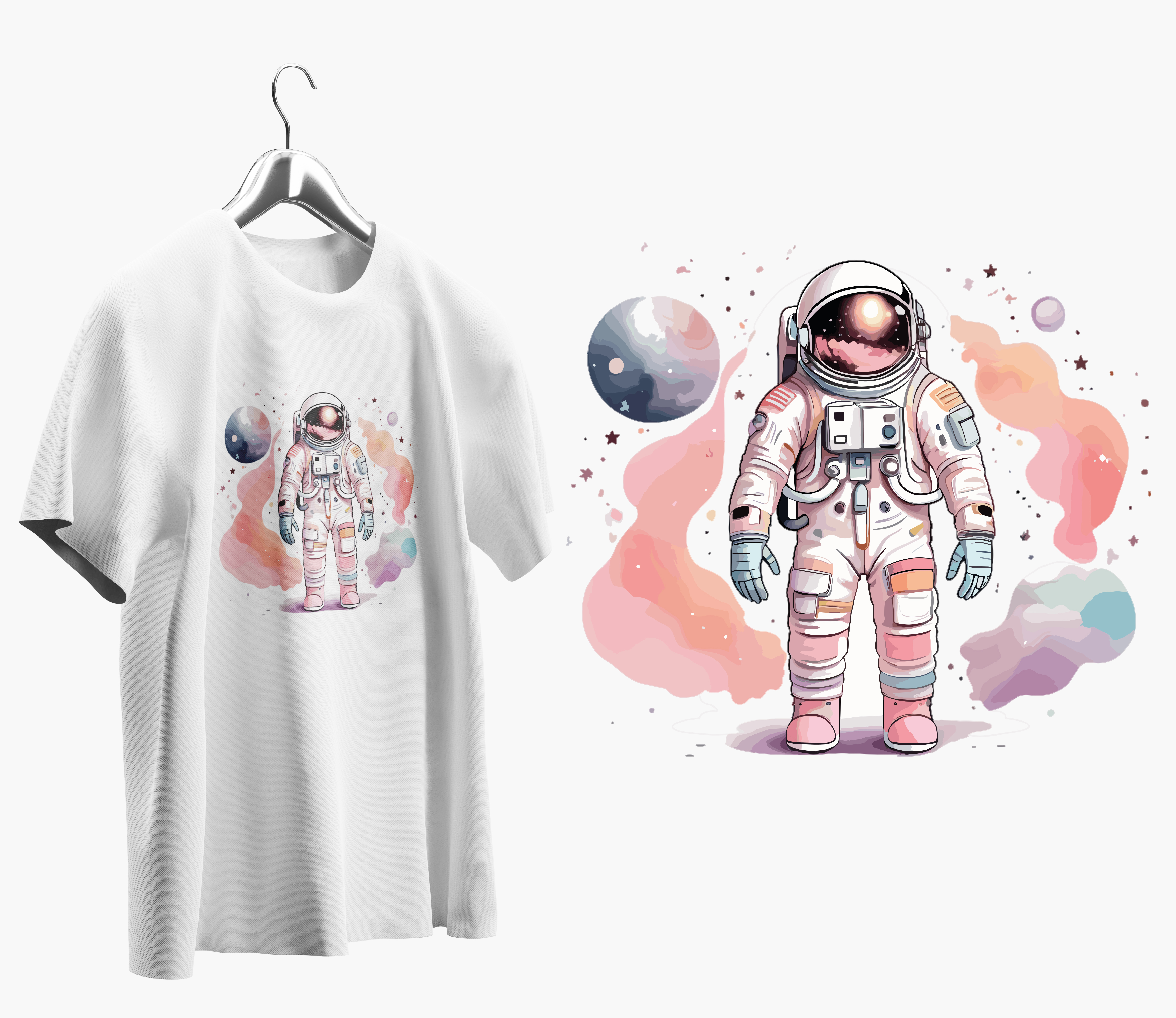 Astronot Baskılı Oversize T shirt T0010 