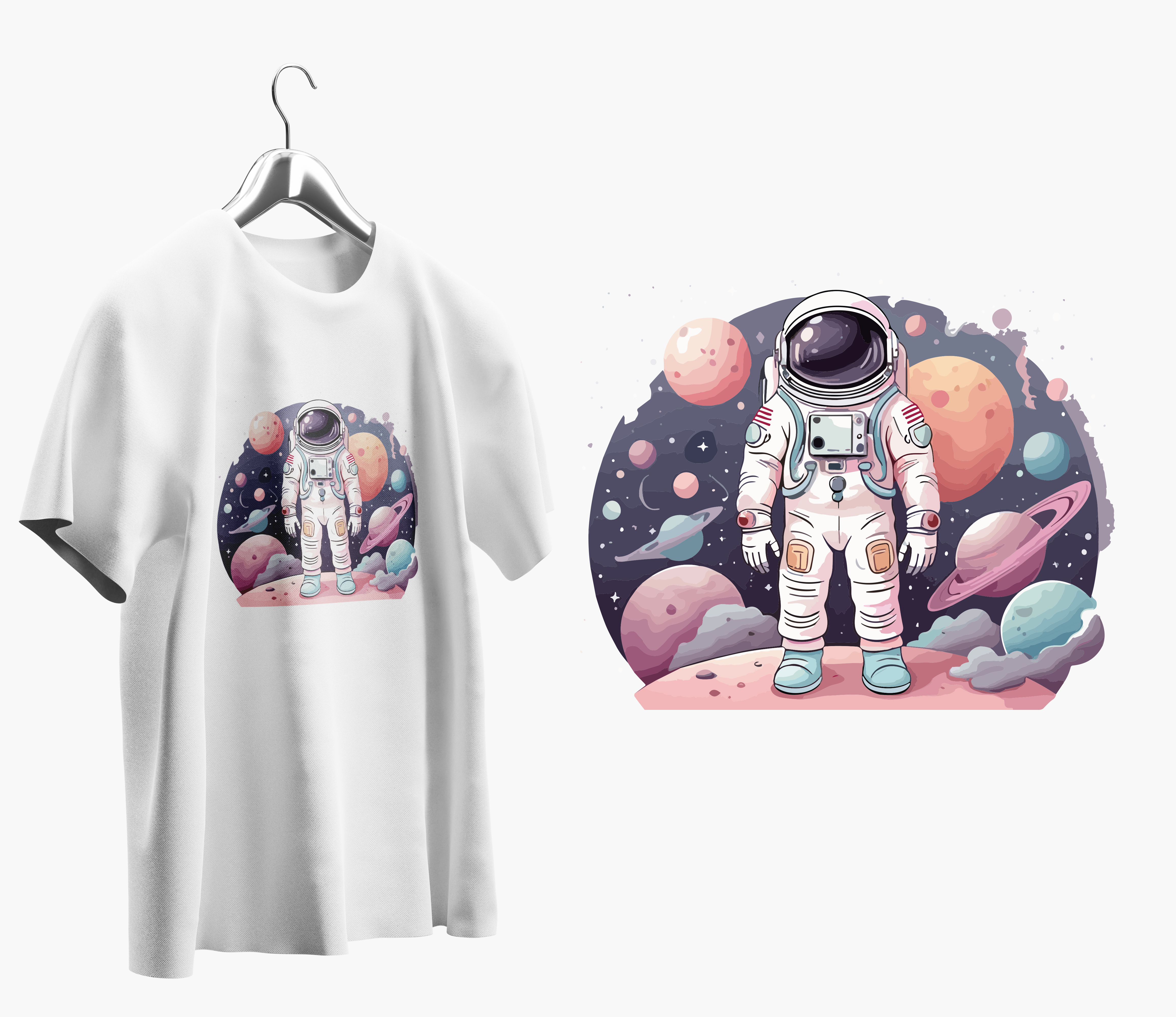 Astronot Baskılı Oversize T shirt T0013 