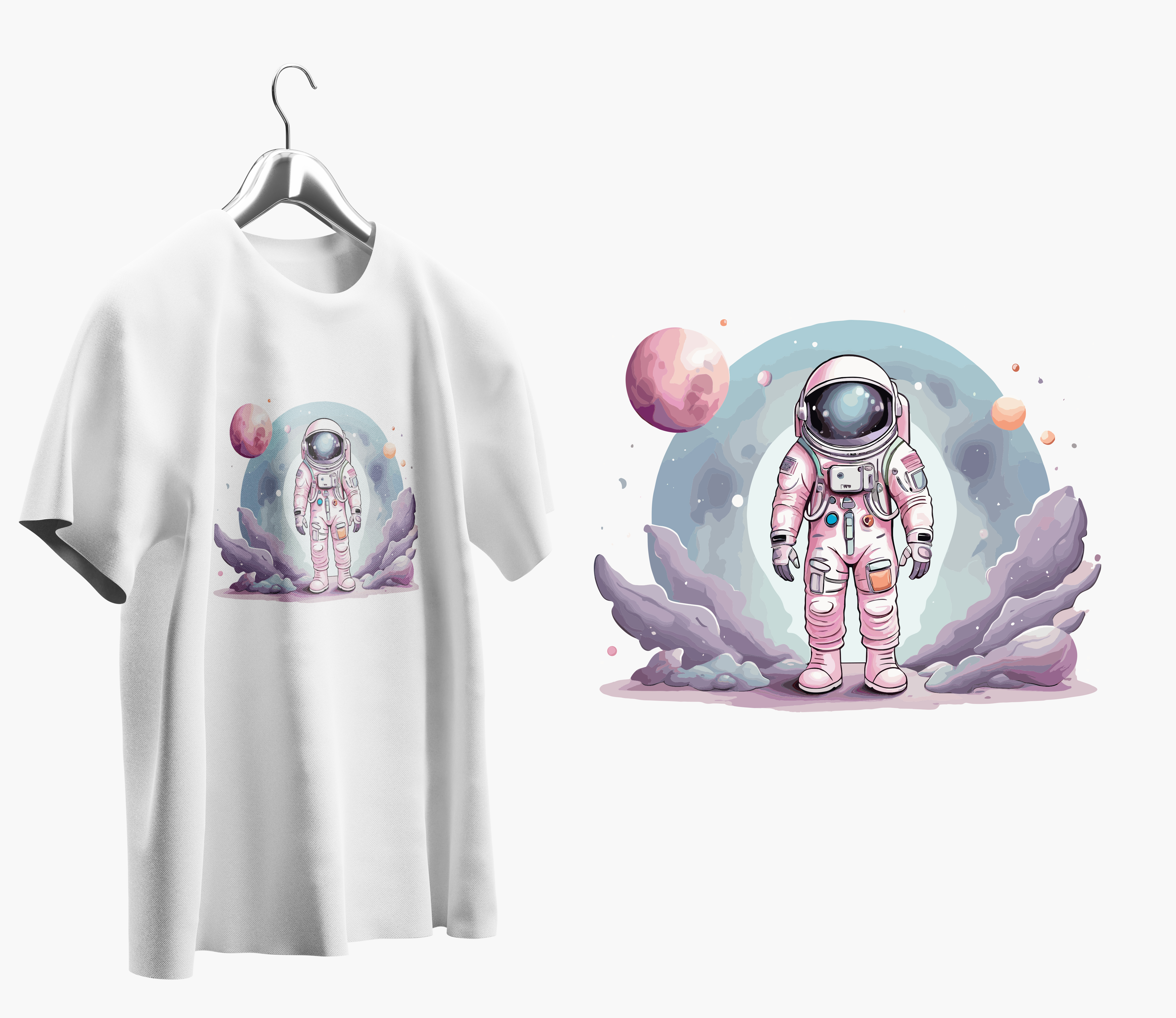 Astronot Baskılı Oversize T shirt T0014 