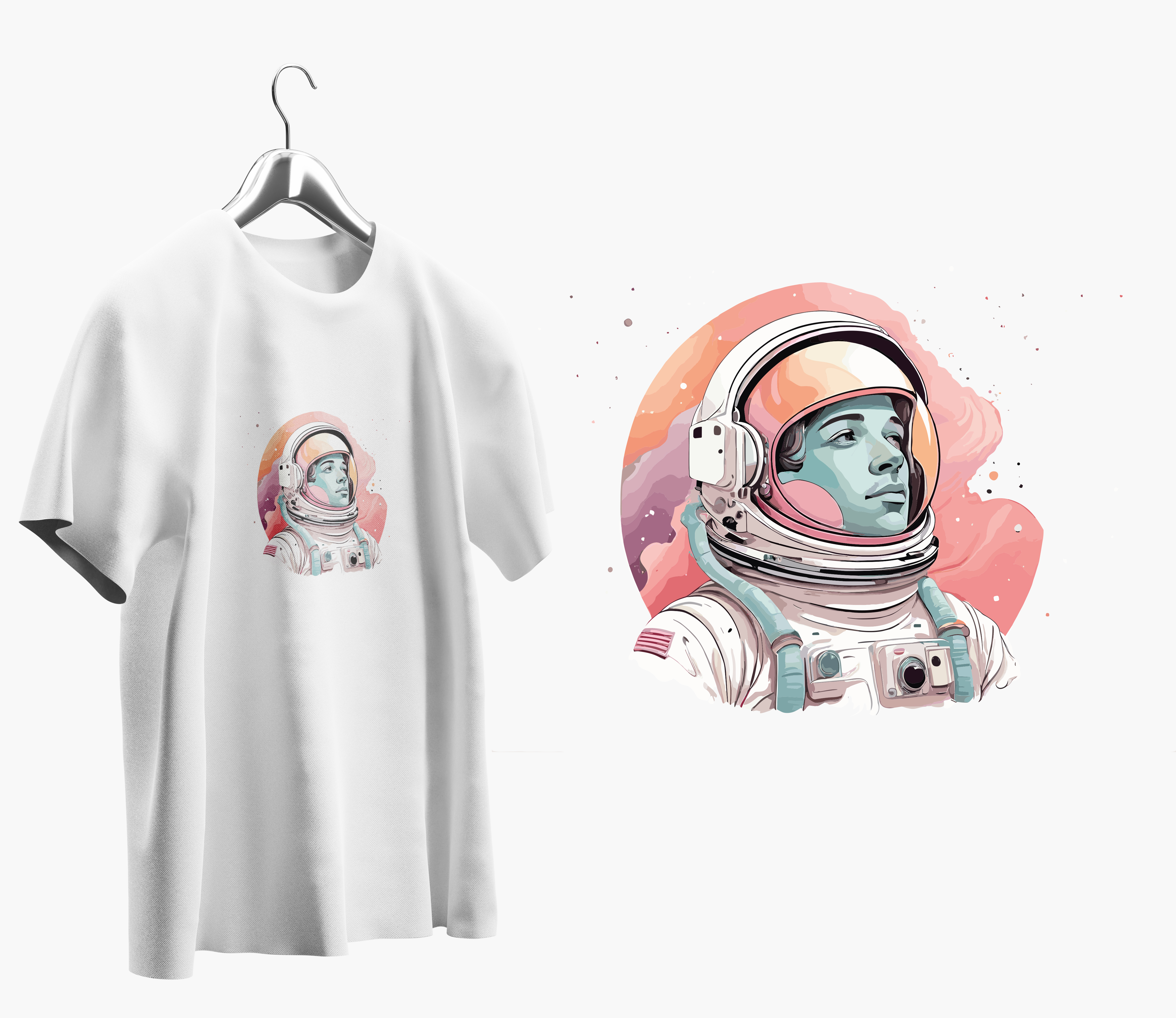 Astronot Baskılı Oversize T shirt T0015 