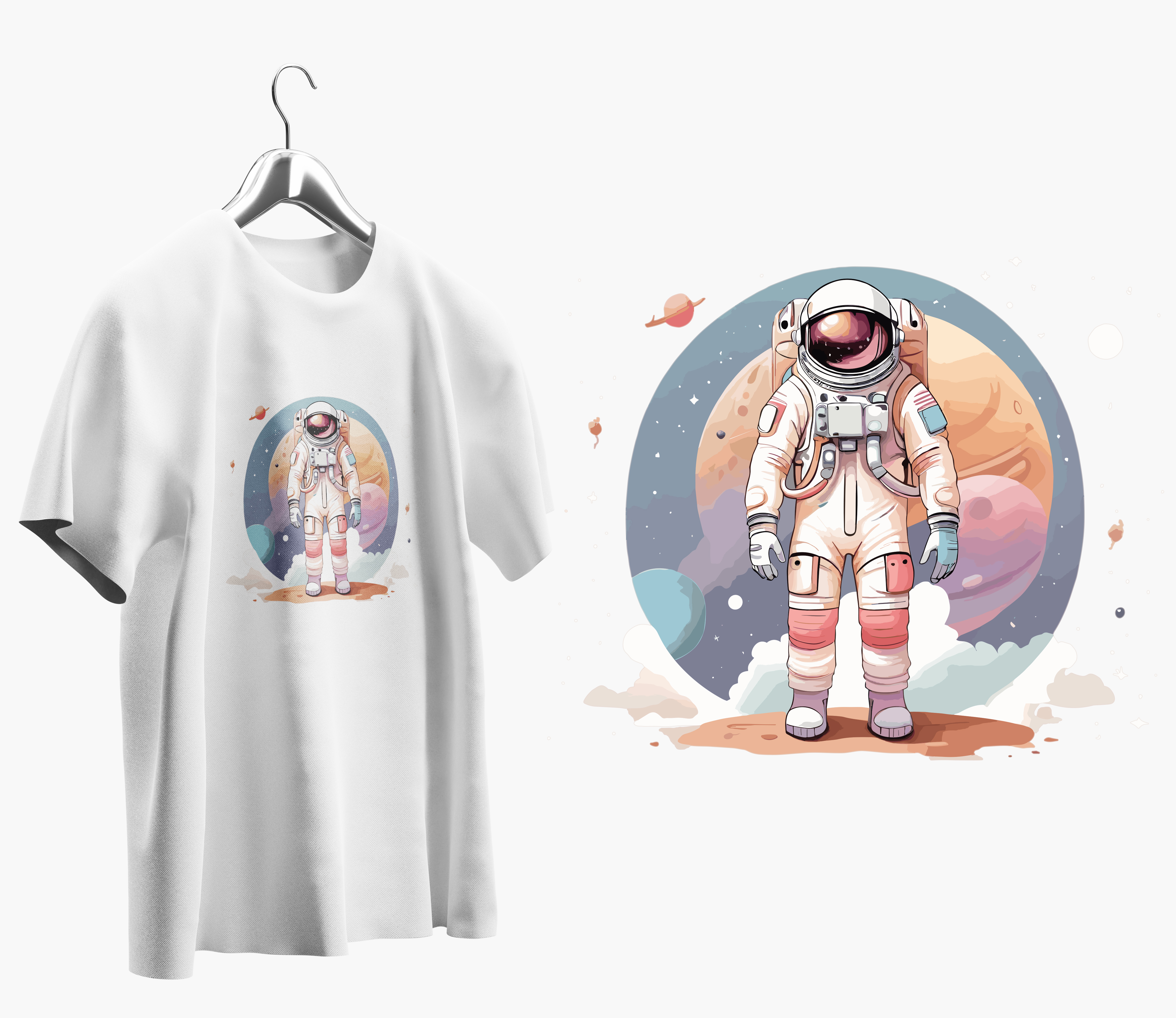 Astronot Baskılı Oversize T shirt T0008 