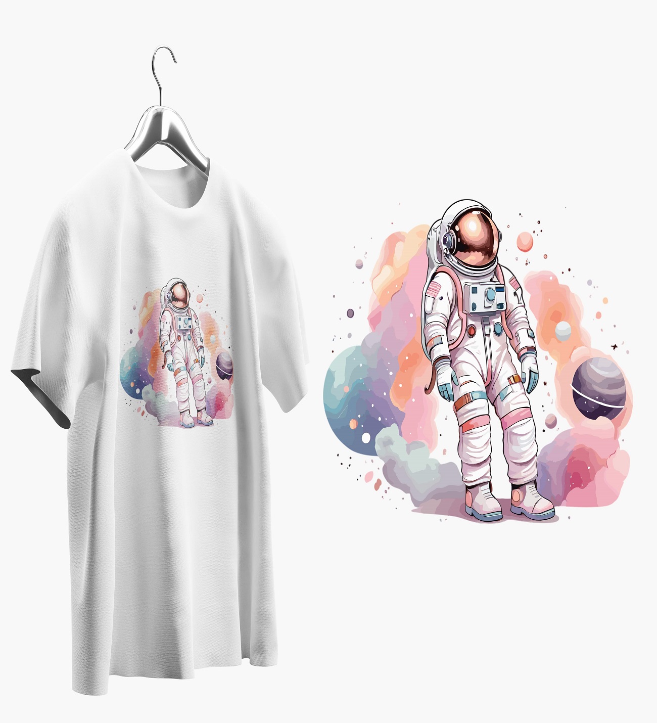 Astronot Baskılı Oversize T shirt T0007 