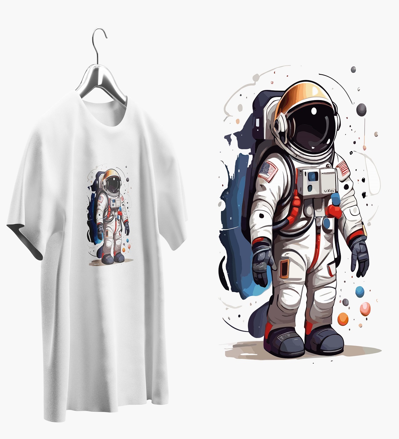Astronot Baskılı Oversize T shirt T0006 