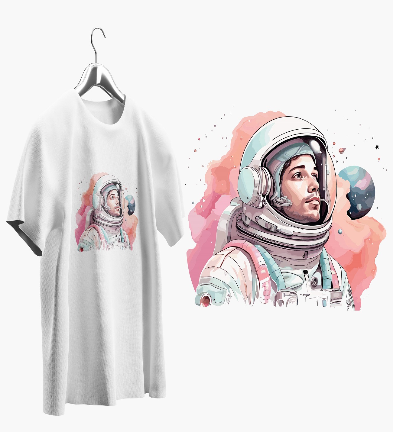 Astronot Baskılı Oversize T shirt T0005 