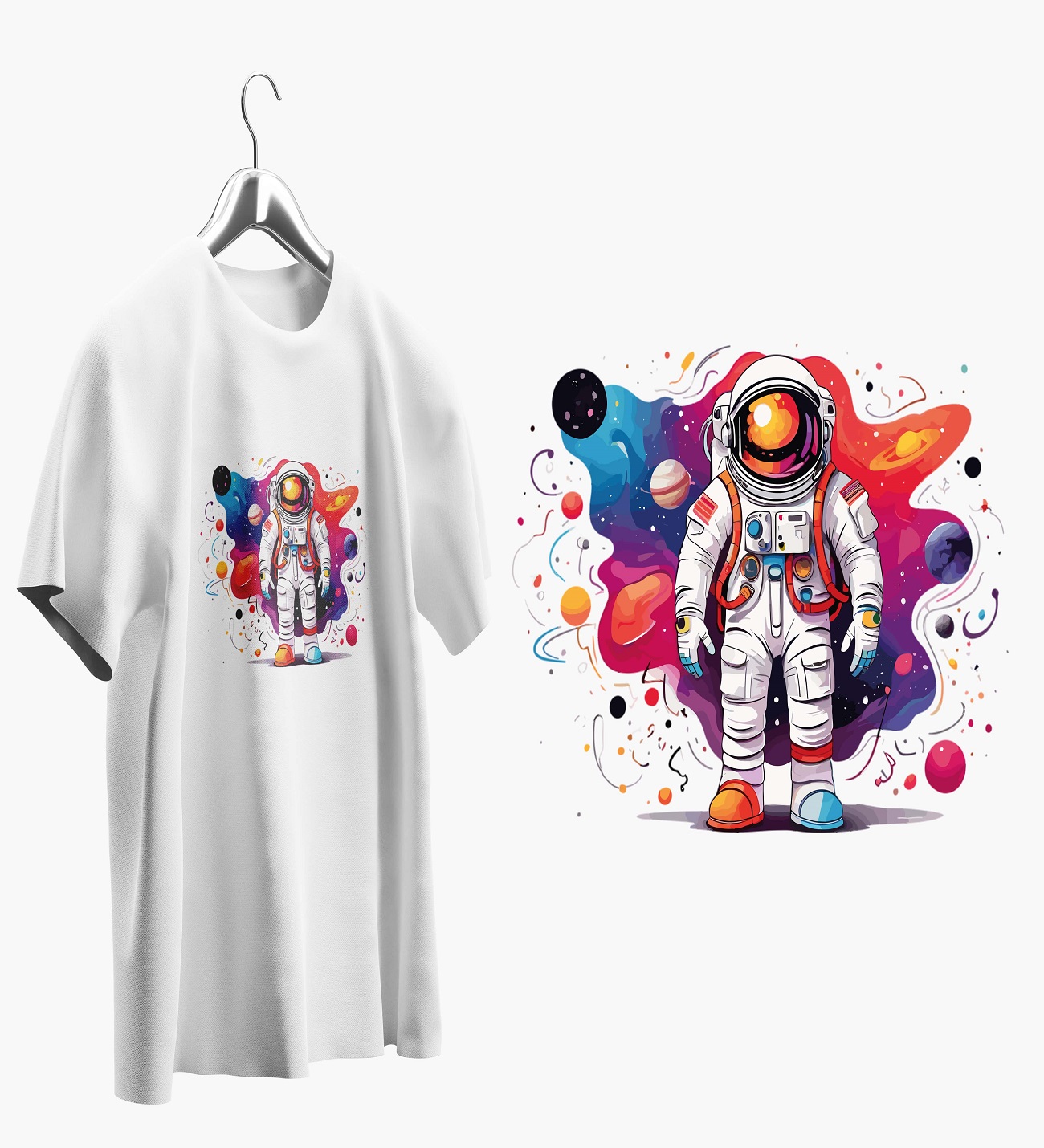 Astronot Baskılı Oversize T shirt T0003 