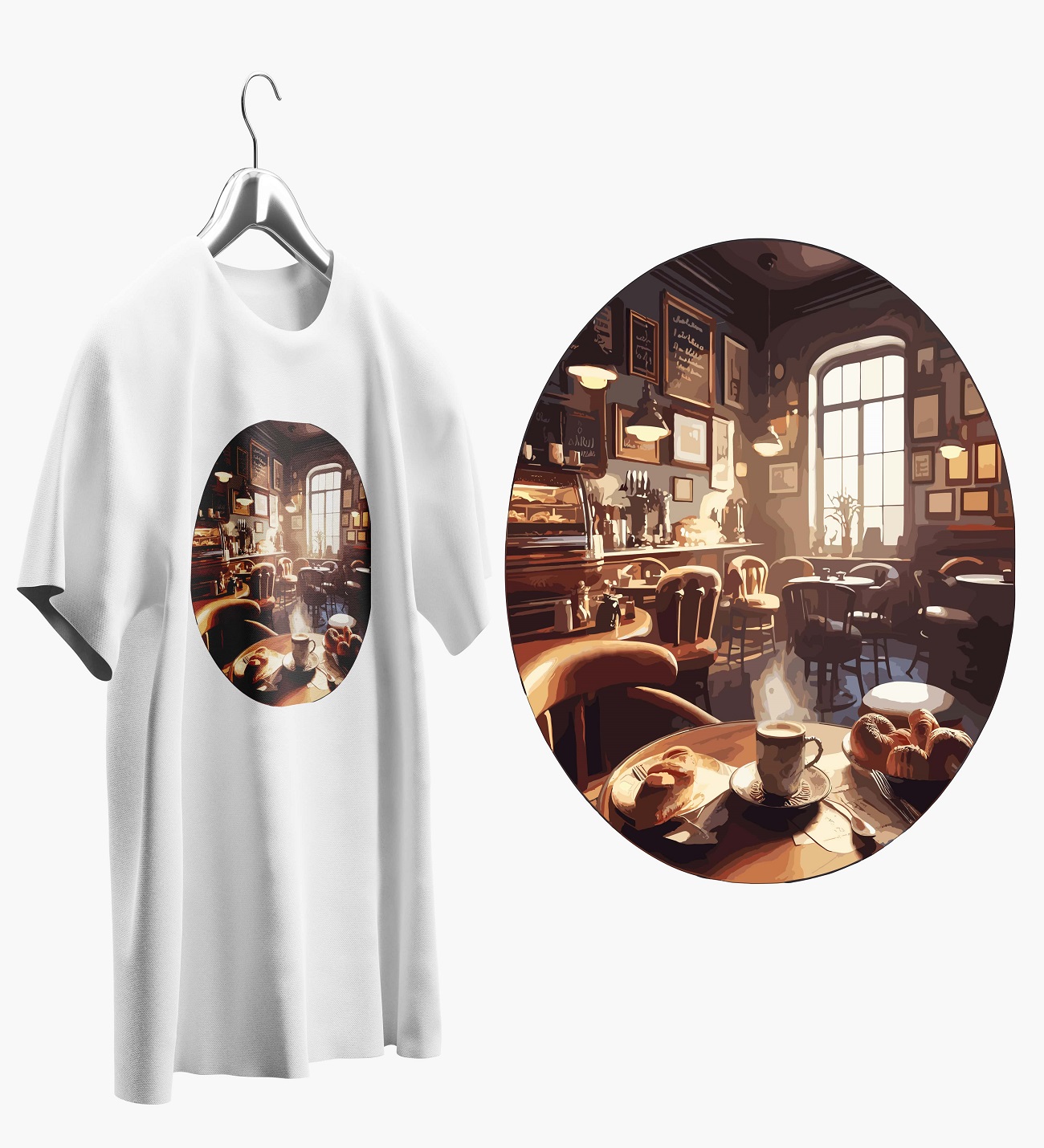 Coffee Baskılı Beyaz Oversize T shirt T0052 